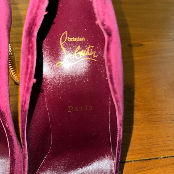 Christian Louboutin Lipchick Pump 100MM Bordeaux Velour Leather 100MM 38.5/8.5 - Picture 7 of 17